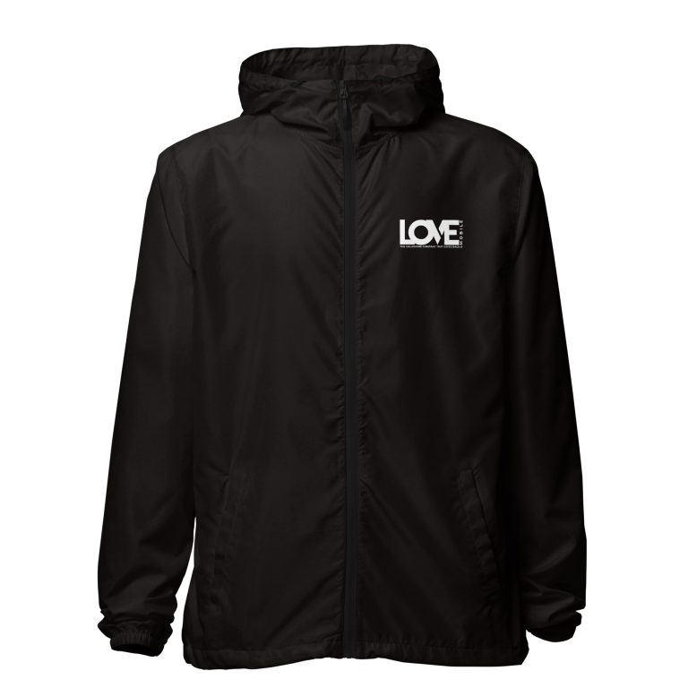 LOVE Signature Zip-Up Windbreaker — Lightweight, Water-Resistant, All-Over Print, Built to Give Back