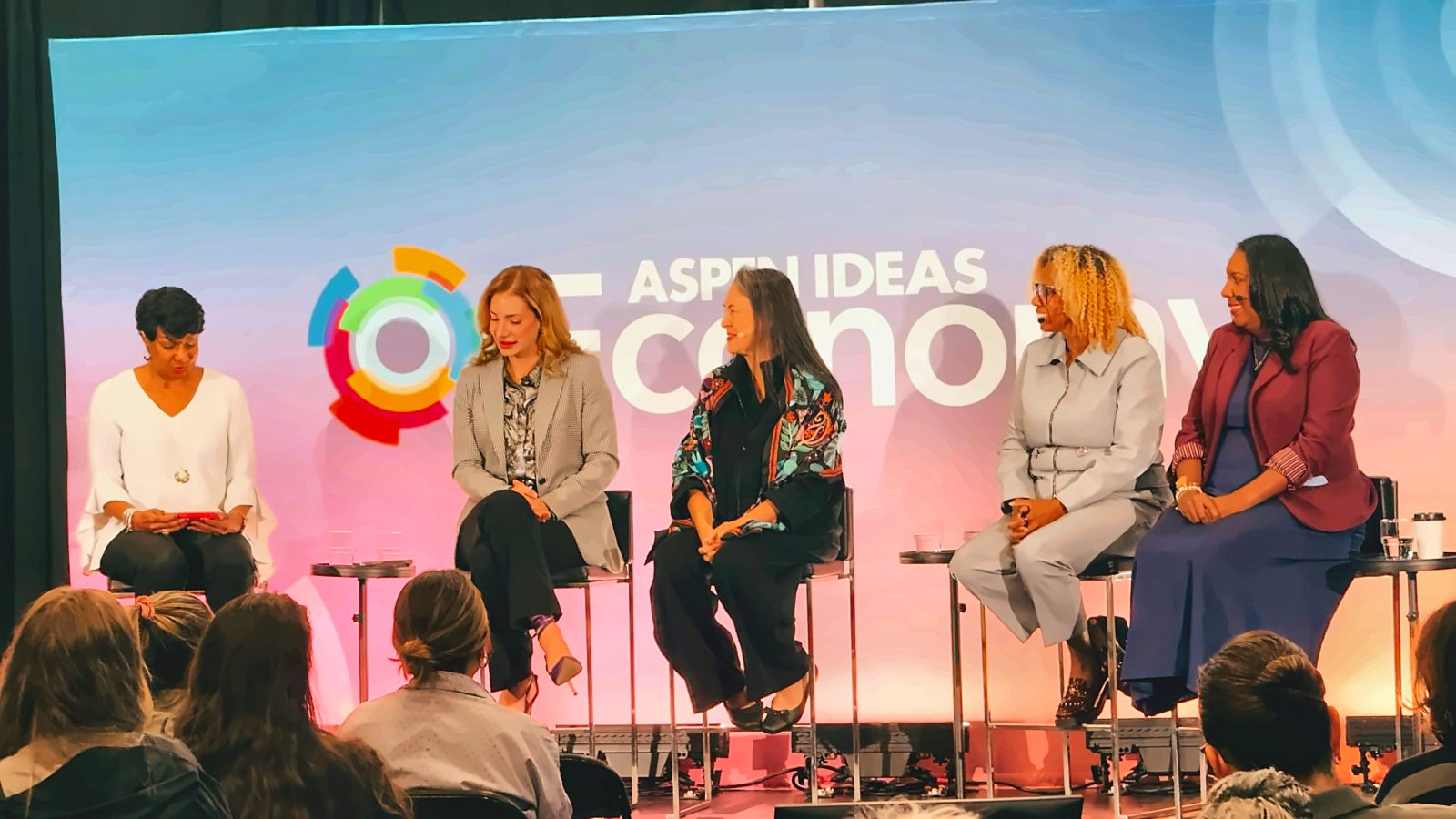 The Access Architects: Women Building Wealth panel on stage at Aspen Ideas: Economy 2026 in Tulsa
